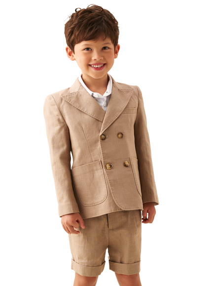 Angel & Rocket Cotton Blend Double Breasted Blazer, Taupe, Taupe