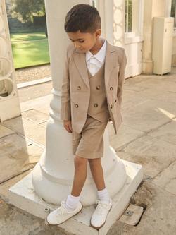 Angel & Rocket Cotton Blend Double Breasted Blazer, Taupe - view 2, Taupe