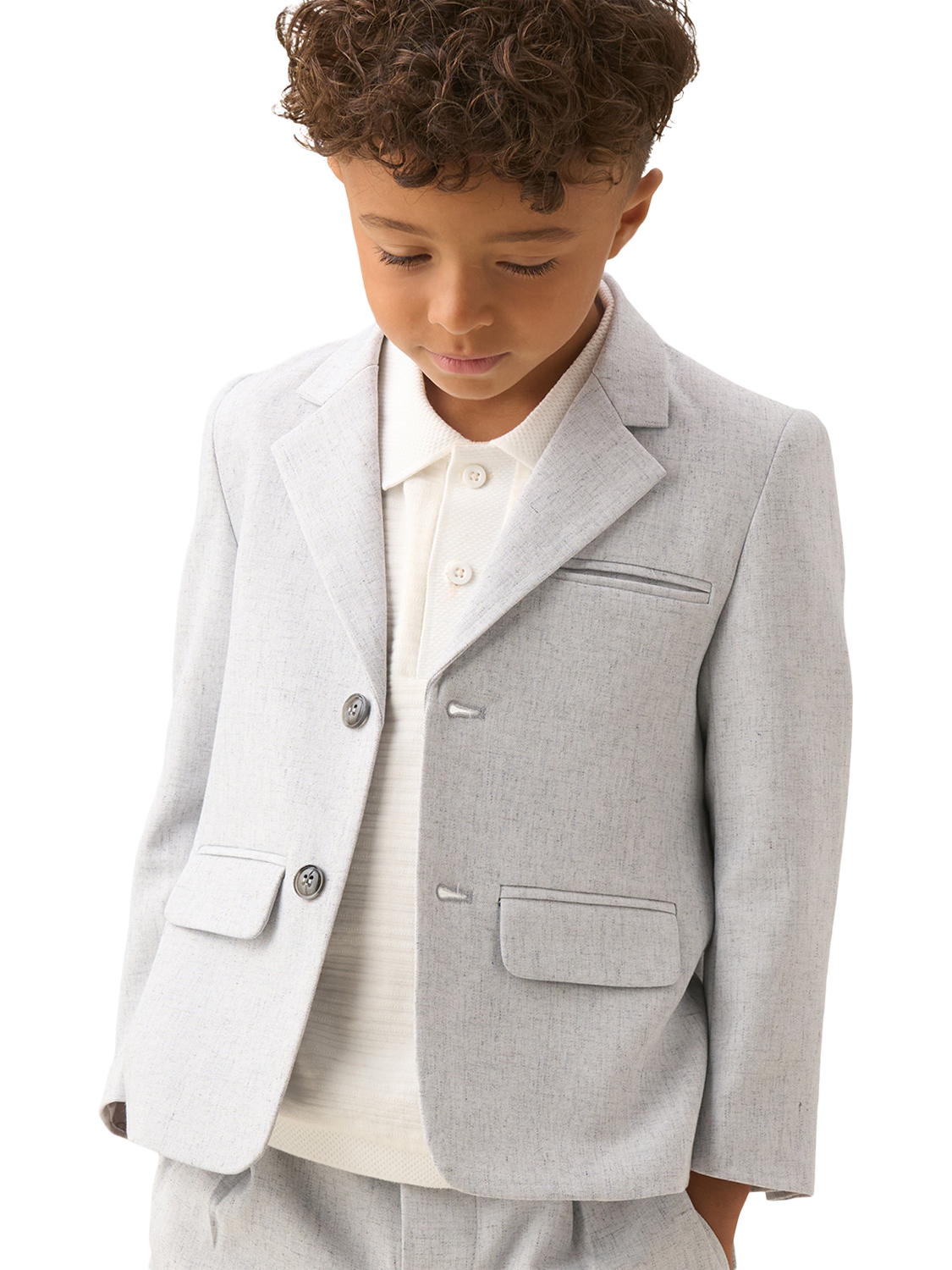 Product image 1 of 11, which shows Angel & Rocket Kids' Smart Textured Blazer, Grey, 2 years