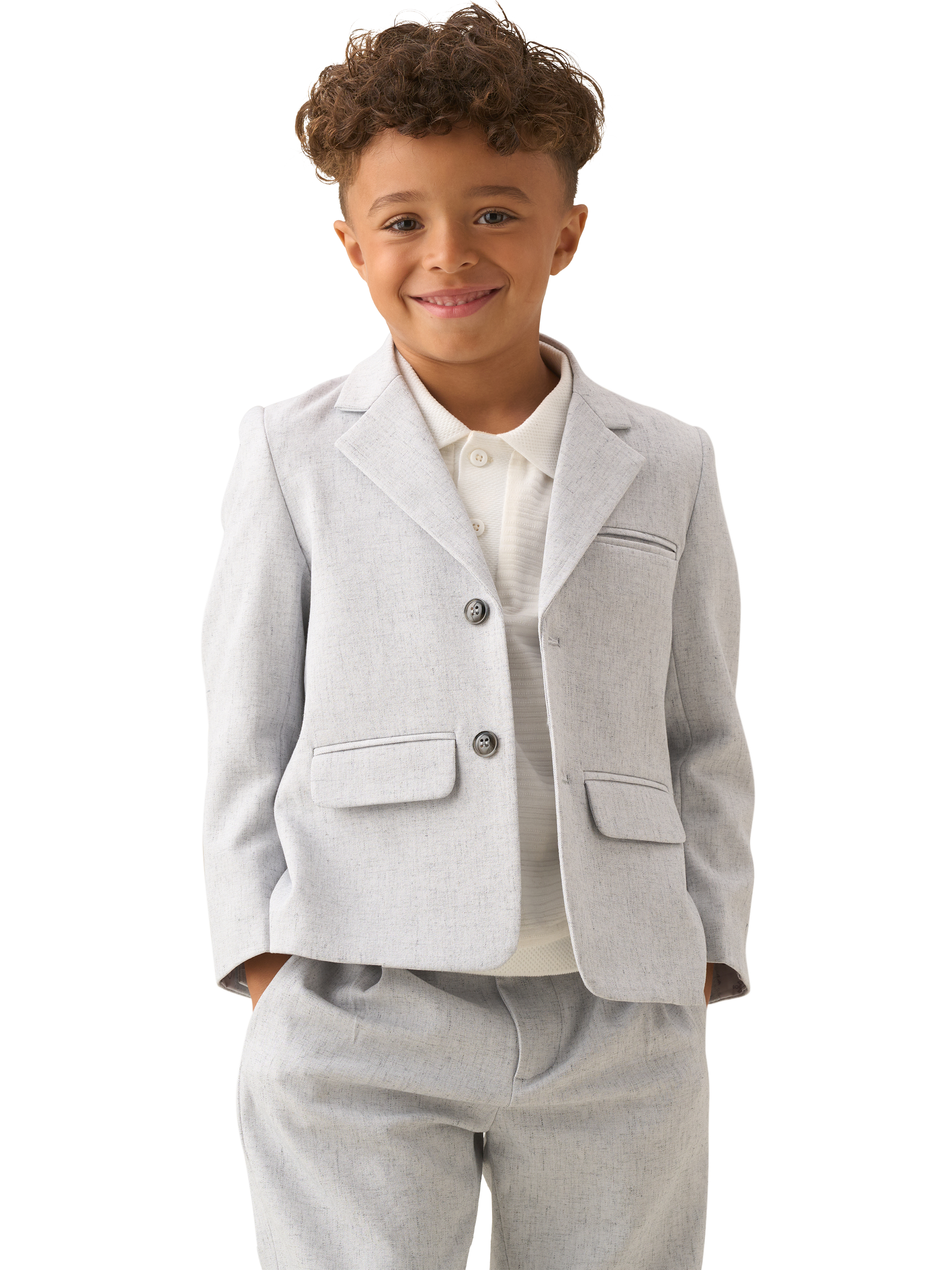 Product image 2 of 11, which shows Angel & Rocket Kids' Smart Textured Blazer, Grey, 2 years