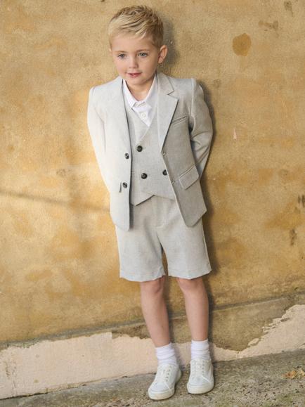 Angel & Rocket Kids' Smart Textured Blazer, Grey - view 2, Grey