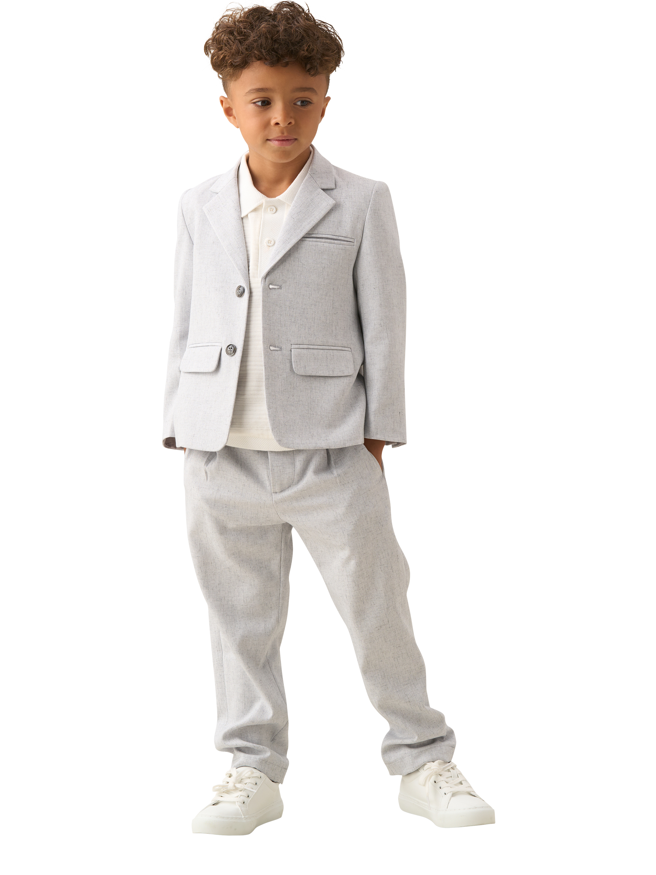 Product image 3 of 11, which shows Angel & Rocket Kids' Smart Textured Blazer, Grey, 2 years