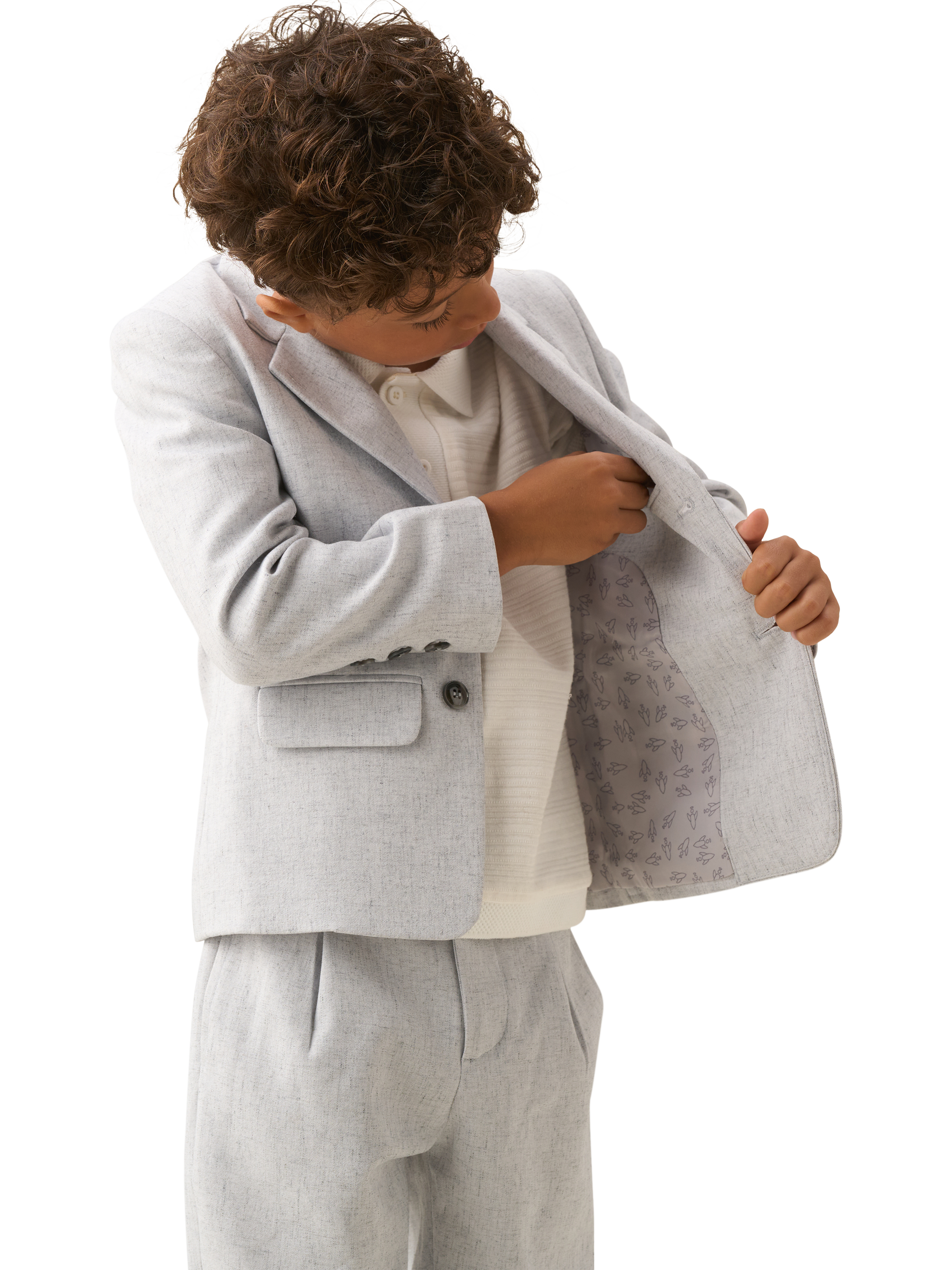 Product image 6 of 11, which shows Angel & Rocket Kids' Smart Textured Blazer, Grey, 2 years