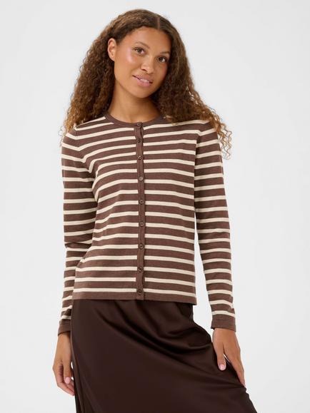Saint Tropez Mila Striped Cardigan, Fondue Fudge/Rice