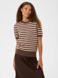 Saint Tropez Mila Short Sleeve Striped Jumper, Fondue Fudge/Rice, Fondue Fudge/Rice