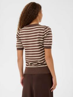 Saint Tropez Mila Short Sleeve Striped Jumper, Fondue Fudge/Rice - view 2, Fondue Fudge/Rice