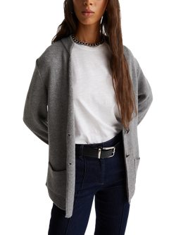 Benetton V-Neck Honeycomb Knit Jacket, Grey