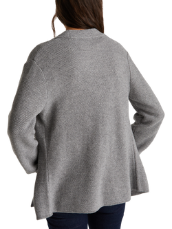 Benetton V-Neck Honeycomb Knit Jacket - view 2, Grey