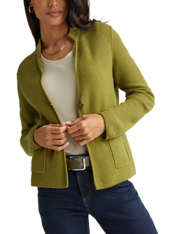 Benetton V-Neck Honeycomb Knit Jacket, Green
