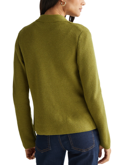 Benetton V-Neck Honeycomb Knit Jacket - view 2, Green