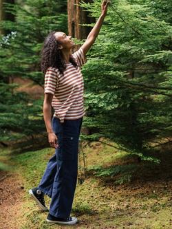 Passenger Panorama Stripe Knit T-Shirt, Orange/White - view 2, Orange/White