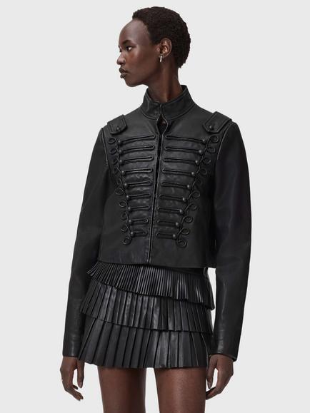 AllSaints Rummy Suede-Leather Blend Jacket, Black
