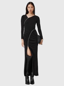 AllSaints Elsie Zipper Maxi Dress, Black, Black
