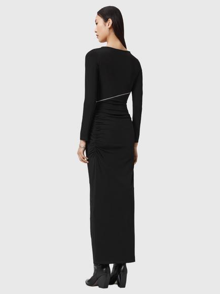 AllSaints Elsie Zipper Maxi Dress, Black - view 2, Black