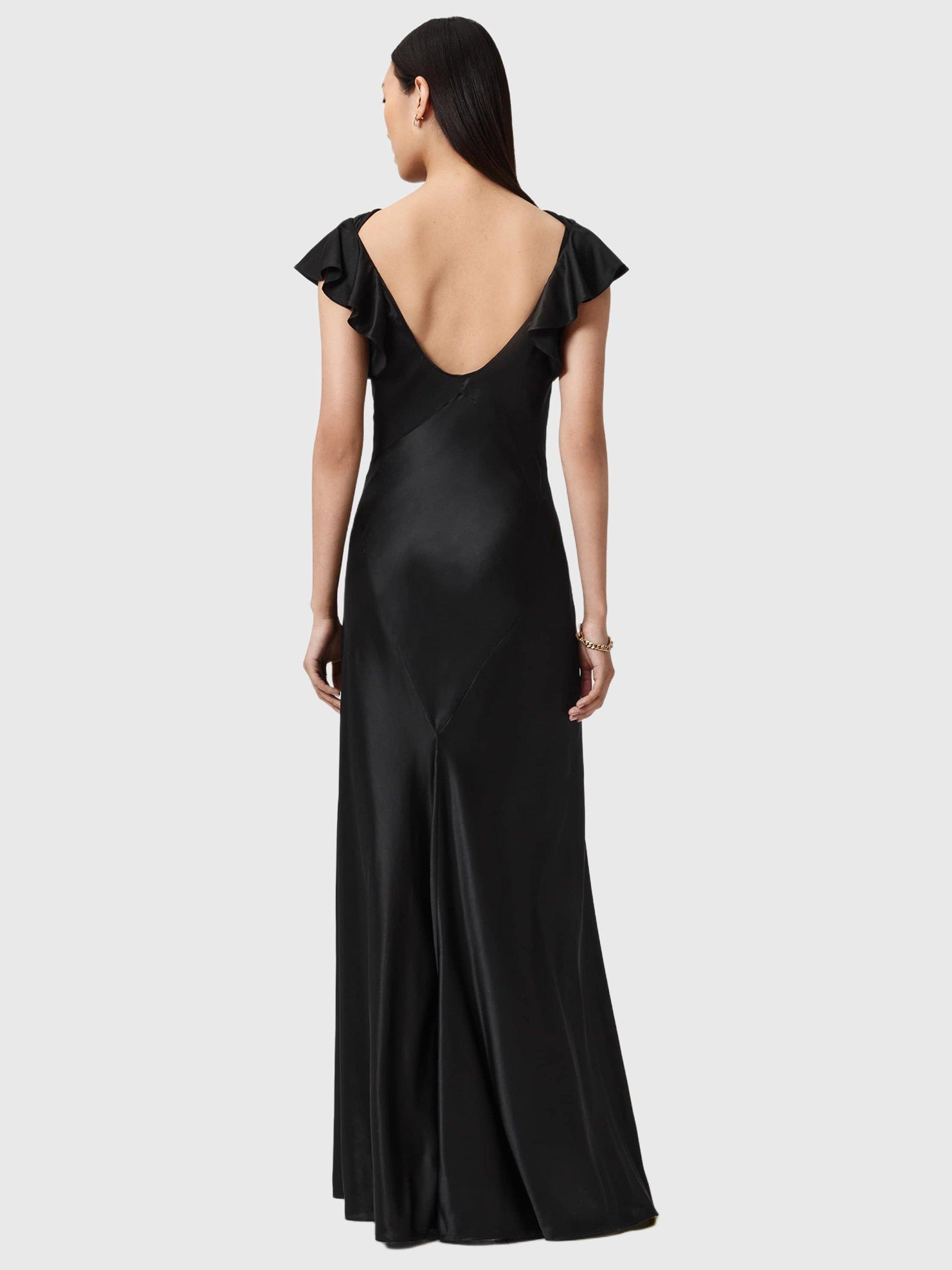 Product image 2 of 8, which shows AllSaints Flora A-Line Silk Blend Maxi Dress, Black, 6