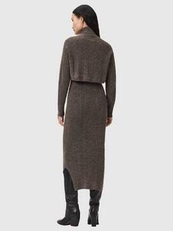 AllSaints Sabine Wool Rich Jumper Dress, Fawn Brown - view 2, Fawn Brown
