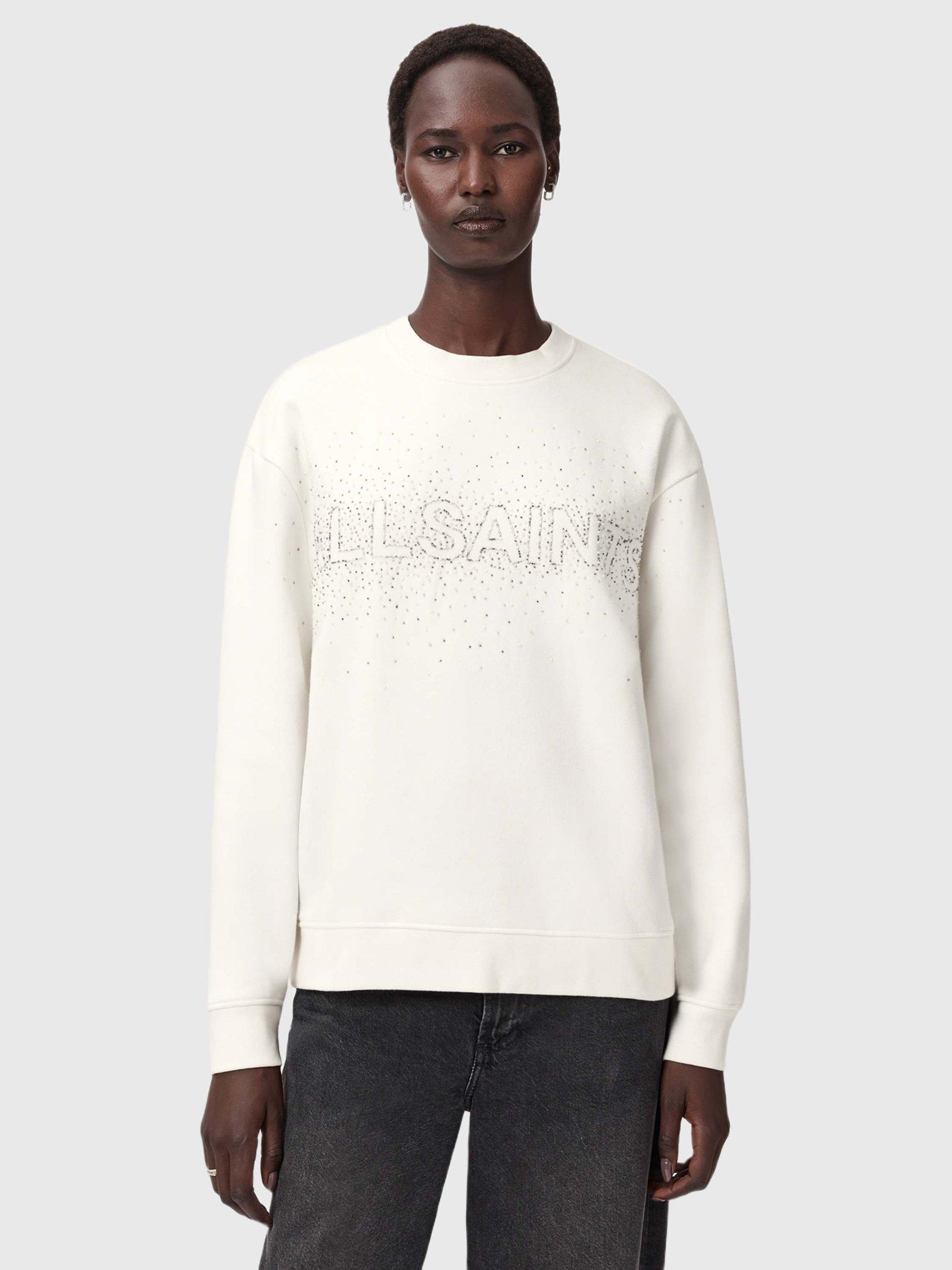 Product image 1 of 7, which shows AllSaints Sprinkle Etta Sweatshirt, White, L