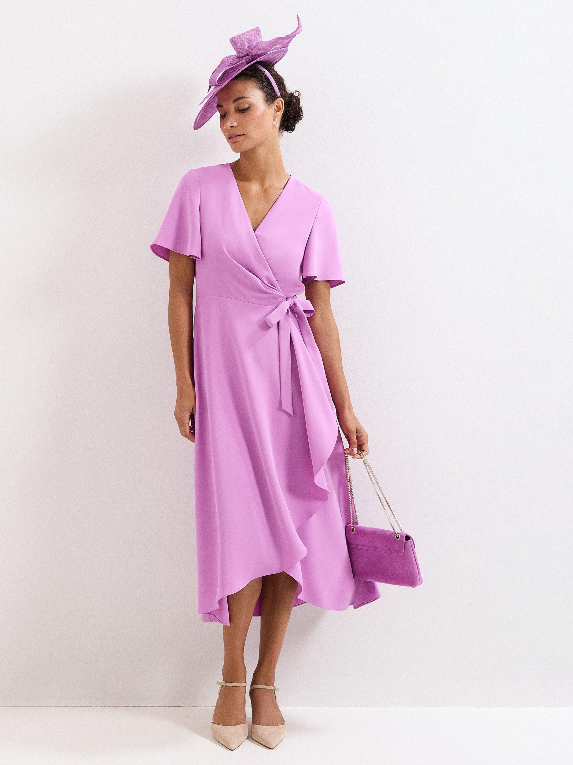Product image 1 of 8, which shows Phase Eight Julissa Wrap Dress, Lilac, 6