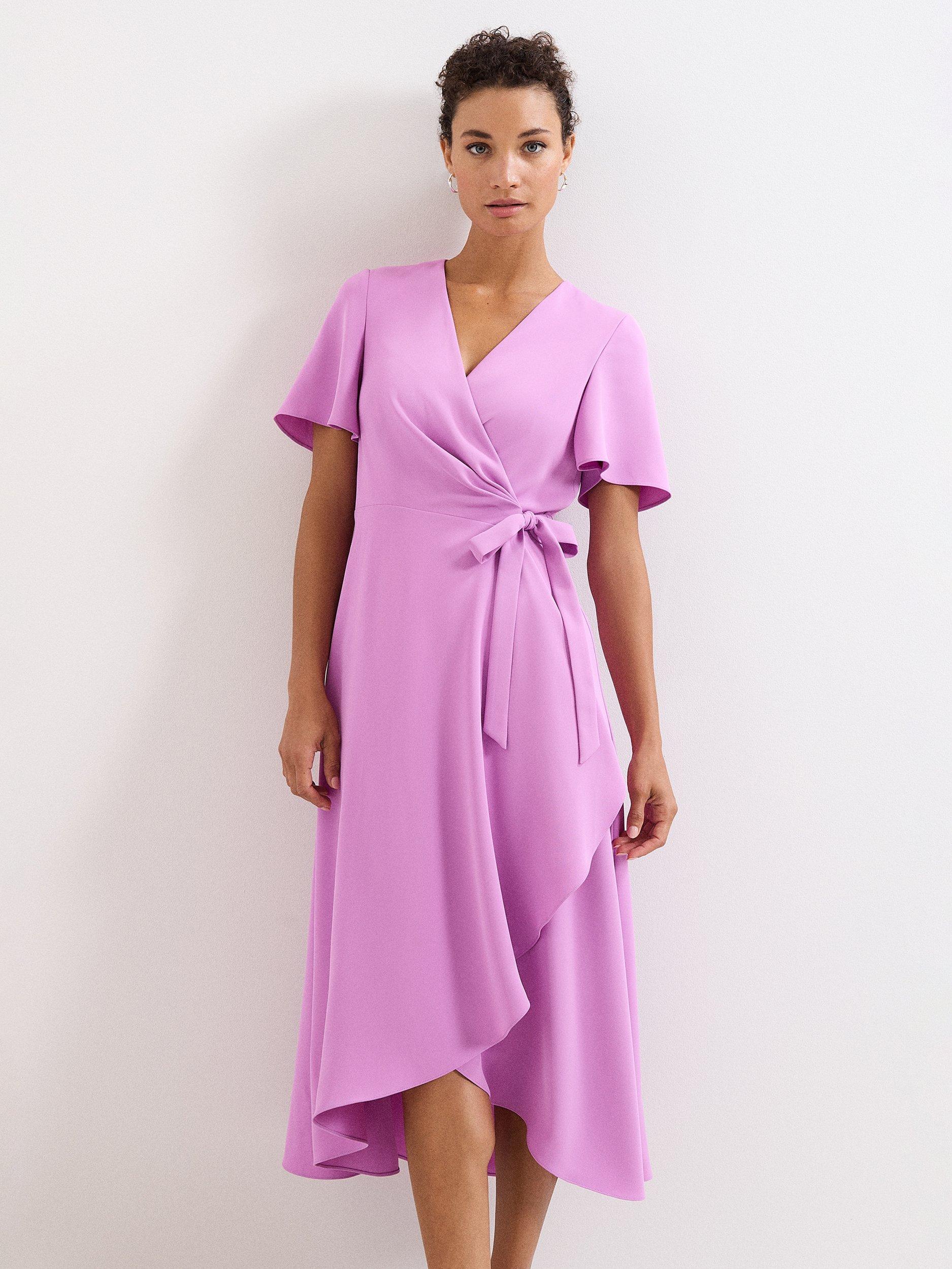 Product image 3 of 8, which shows Phase Eight Julissa Wrap Dress, Lilac, 6
