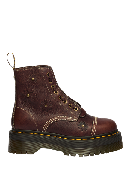 Dr. Martens Sinclair Flower Leather Ankle Boots, Dark Brown, Dark Brown