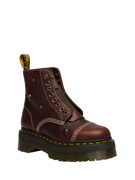 Dr. Martens Sinclair Flower Leather Ankle Boots, Dark Brown - view 2, Dark Brown