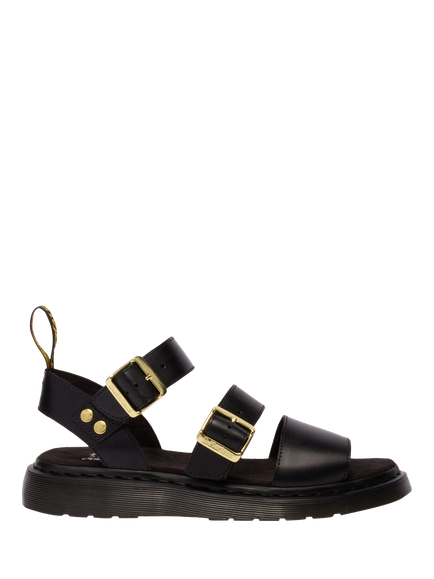 Dr. Martens Gryphon Leather Footbed Strappy Sandals, Black, Black