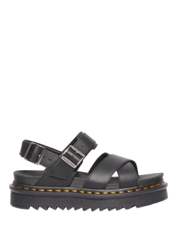 Dr. Martens Voss II Leather Strappy Footbed Sandals, Black, Black