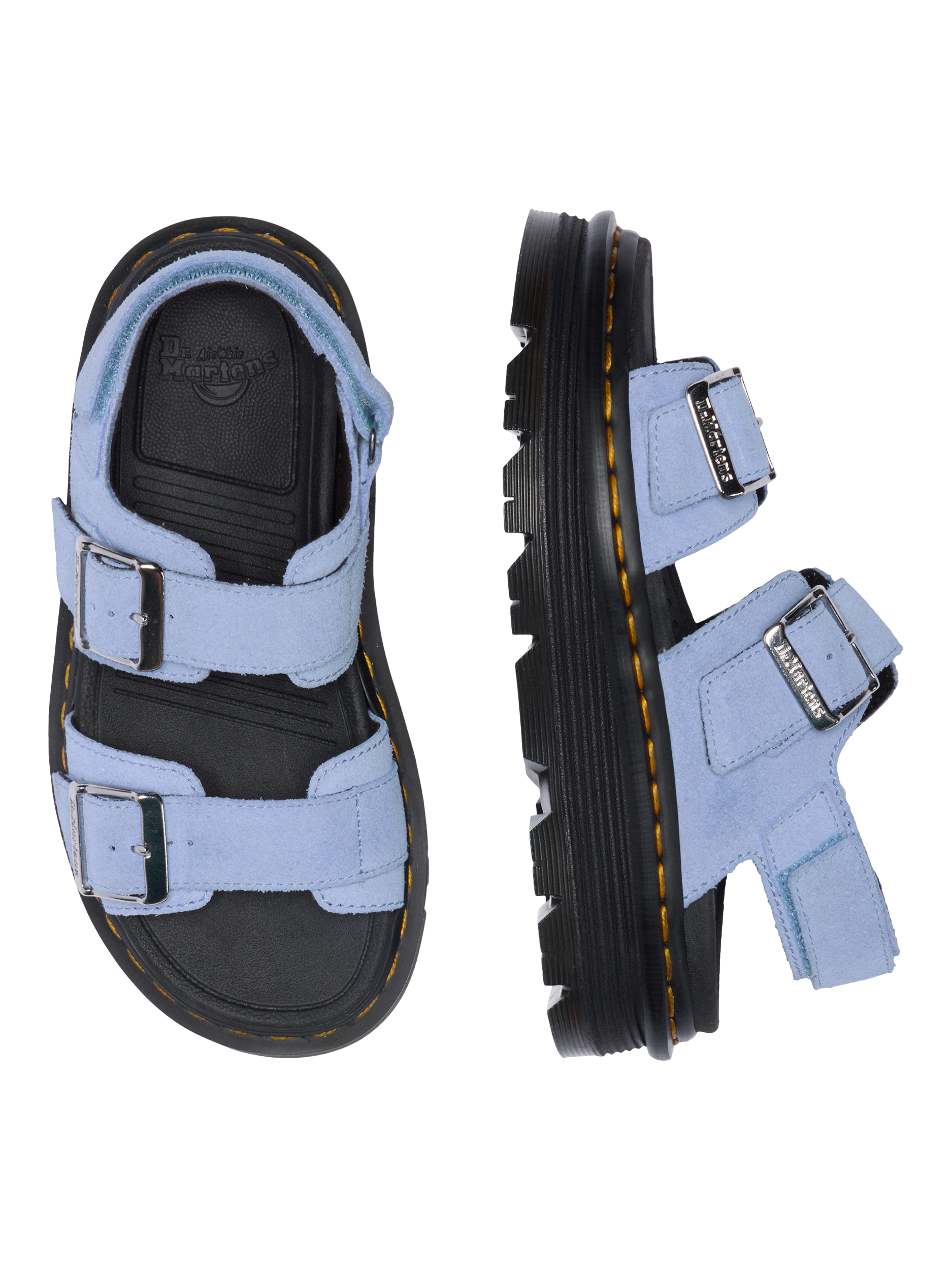 YA−MAN STA-211L BLUE Dr. Martens Zebzag Suede Strappy Sandals, Cornflower Blue
