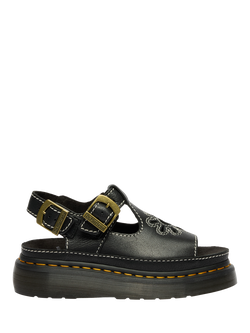 Dr. Martens Dunnet Flower Leather Footbed Sandals, Black, Black