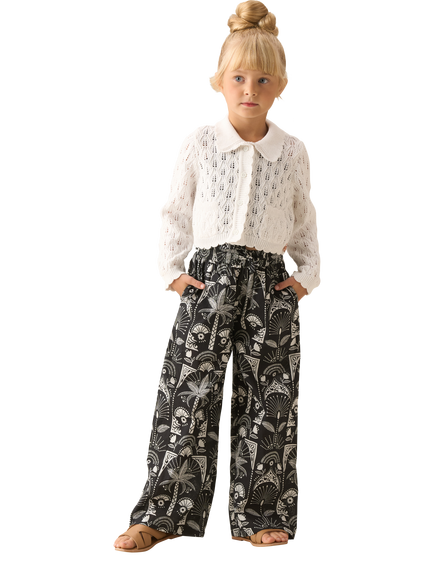 Angel & Rocket Kids' Knitted Crochet Long Sleeved Cardigan, White - view 2, White