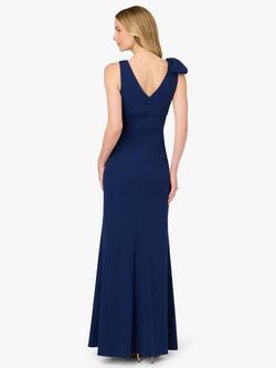 Adrianna Papell Mermaid Crepe Sleeveless V Neck Maxi Dress - view 2, Navy