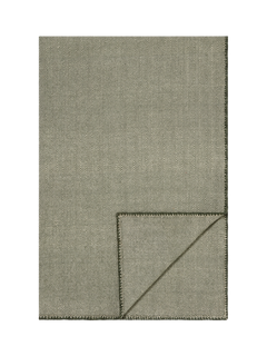 Piglet in Bed Herringbone Pure Wool Blanket, Fern Green/Cream, One Size