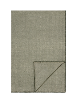 Piglet in Bed Herringbone Pure Wool Blanket, Fern Green/Cream