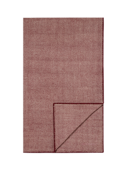 Piglet in Bed Herringbone Pure Wool Blanket, Rhubarb/Cream