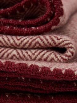 Piglet in Bed Herringbone Pure Wool Blanket - view 2, Rhubarb/Cream
