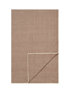 Piglet in Bed Herringbone Pure Wool Blanket, Mocha/Cream, One Size