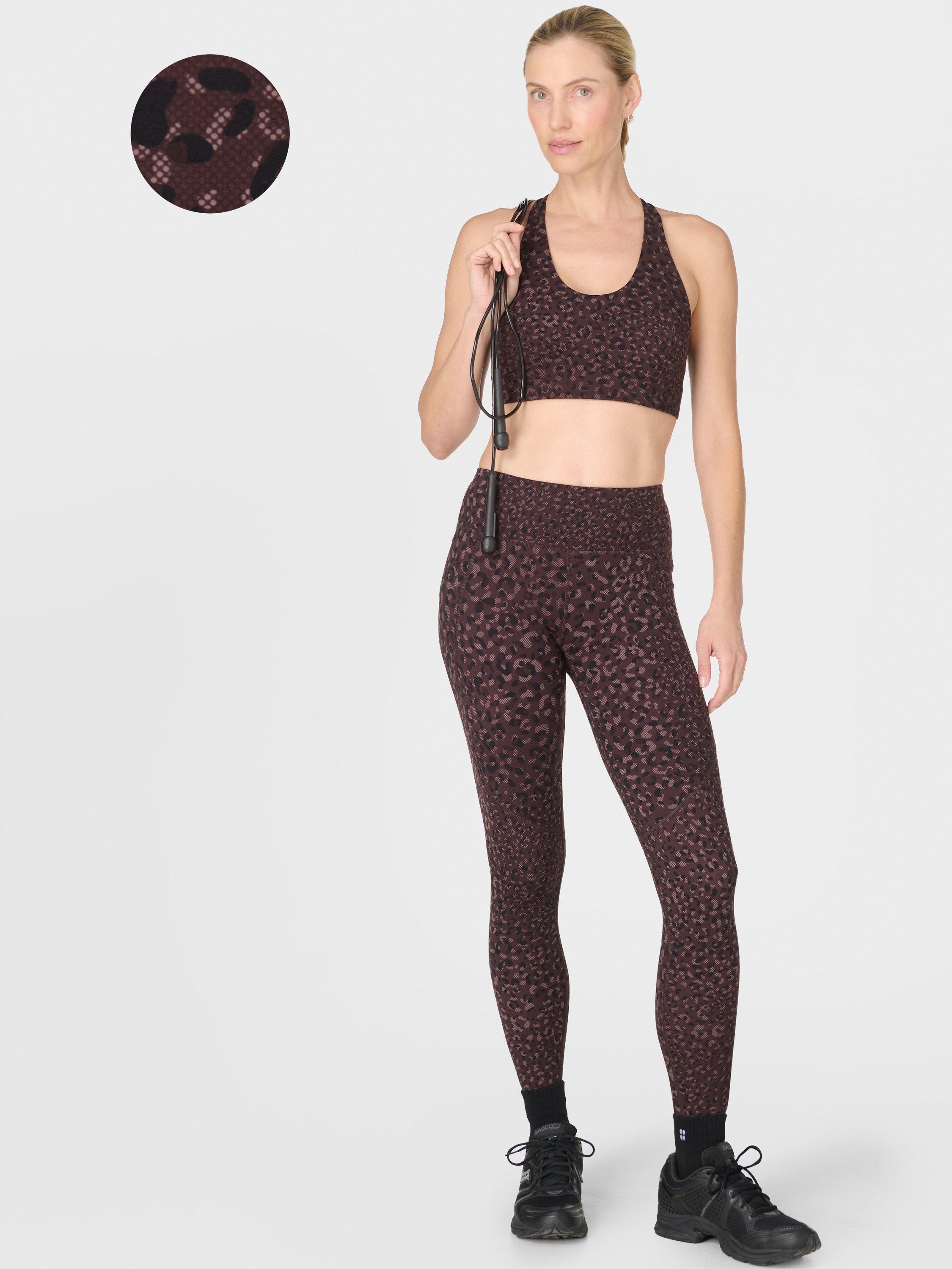 Product image 9 of 10, which shows Sweaty Betty Power Workout Leggings, Brown Leopard Dot, XXS
