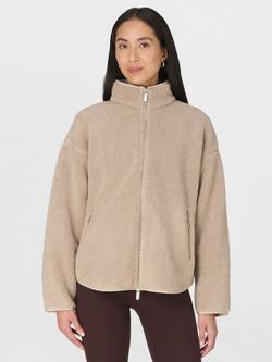 Sweaty Betty Plush Textured Zip Up Fleece, Dusk Beige, Dusk Beige