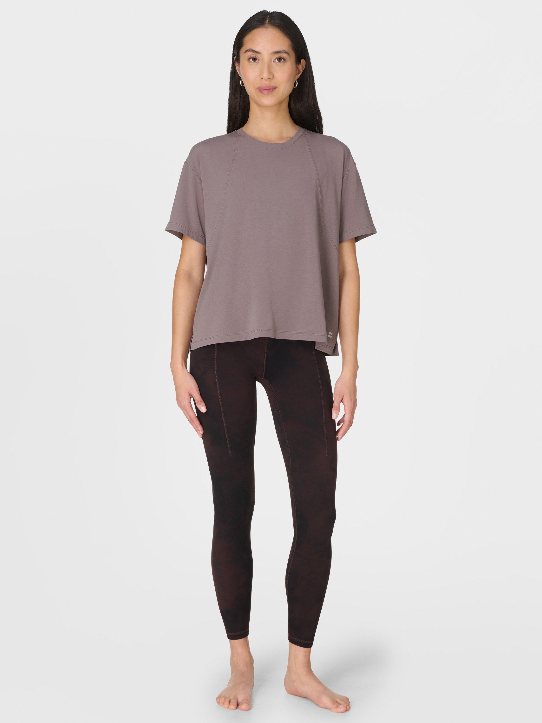 Product image 6 of 7, which shows Sweaty Betty Soft Flow Studio T-Shirt, Grounded Brown, S