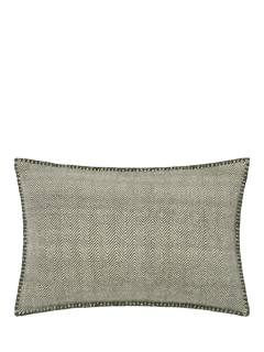 Piglet in Bed Herringbone Rectangular Pure Wool Cushion Cover, Fern Green/Cream, One Size