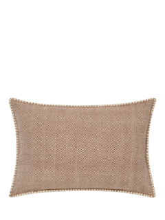 Piglet in Bed Herringbone Rectangular Pure Wool Cushion Cover, Mocha/Cream, One Size