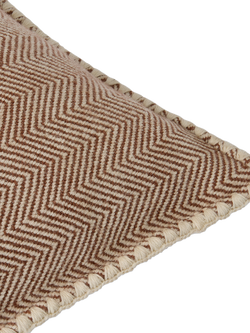Piglet in Bed Herringbone Rectangular Pure Wool Cushion Cover - view 2, Mocha/Cream