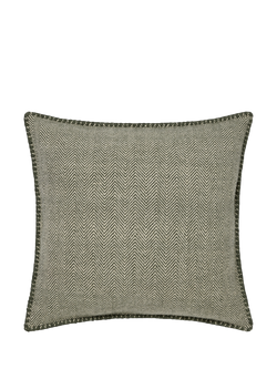 Piglet in Bed Herringbone Pure Wool Cushion Cover, Fern Green/Cream