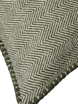 Piglet in Bed Herringbone Pure Wool Cushion Cover - view 2, Fern Green/Cream