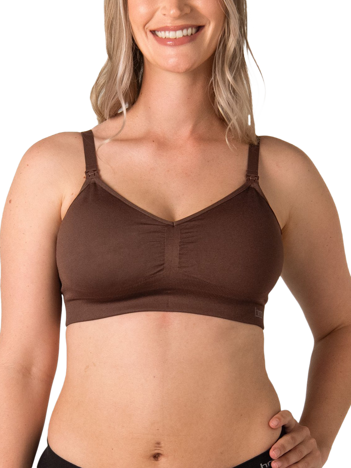 Product image 1 of 11, which shows Hotmilk My Necessity 2.0 FlexFit Nursing Bra, Chocolate, S