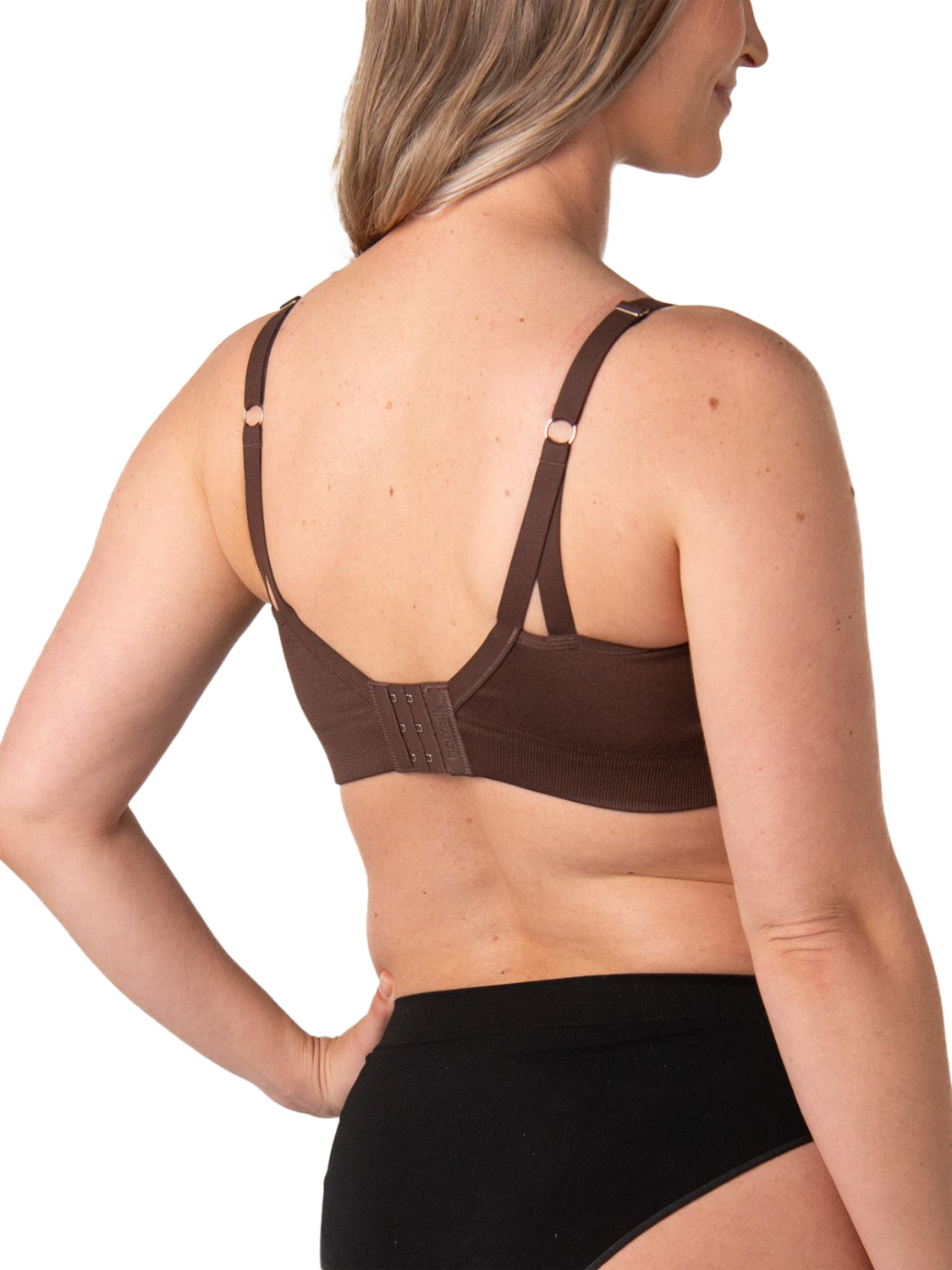 Product image 3 of 11, which shows Hotmilk My Necessity 2.0 FlexFit Nursing Bra, Chocolate, S