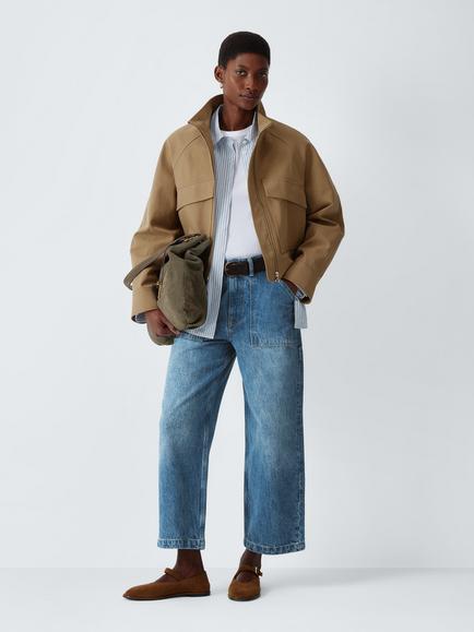 John Lewis Mid Rise Crop Leg Jeans, Mid Blue