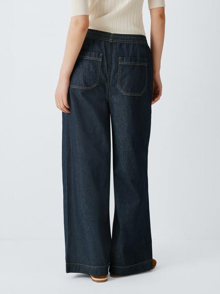 John Lewis Relaxed Drawstring Jeans, Indigo - view 2, Indigo