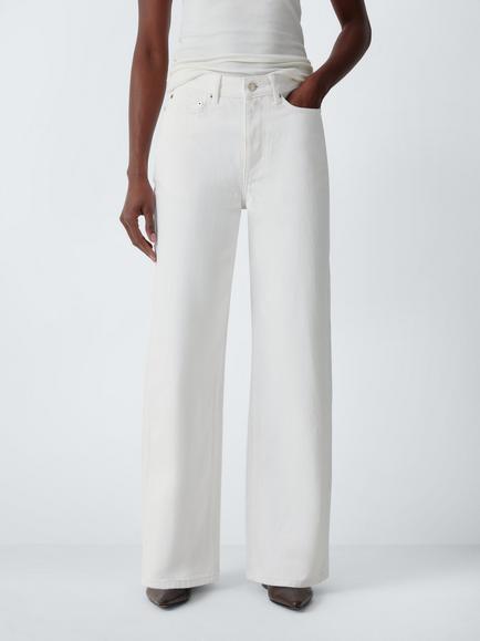 John Lewis High Waist Wide Leg Jeans - view 2, White