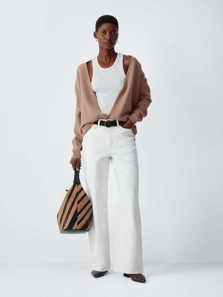 John Lewis High Waist Wide Leg Jeans, White